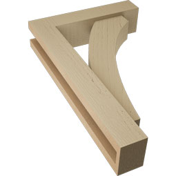 Ekena Millwork - BKTUR0352X14X22THR05RCPR - Timberthane Faux Wood Thorton Style Bracket w/ Offset Brace, Block Ends, 3 1/2"W x 14"D x 22"H, Primed Tan