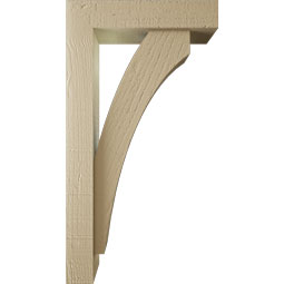 Ekena Millwork - BKTUR0352X14X26THR05RCPR - Timberthane Faux Wood Thorton Style Bracket w/ Offset Brace, Block Ends, 3 1/2"W x 14"D x 26"H, Primed Tan