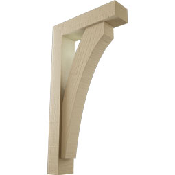 Ekena Millwork - BKTUR0352X14X26THR05RCPR - Timberthane Faux Wood Thorton Style Bracket w/ Offset Brace, Block Ends, 3 1/2"W x 14"D x 26"H, Primed Tan
