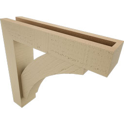 Ekena Millwork - BKTUR0352X16X16THR05RCPR - Timberthane Faux Wood Thorton Style Bracket w/ Offset Brace, Block Ends, 3 1/2"W x 16"D x 16"H, Primed Tan