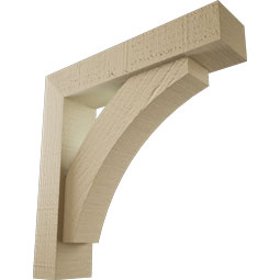 Ekena Millwork - BKTUR0352X16X16THR05RCPR - Timberthane Faux Wood Thorton Style Bracket w/ Offset Brace, Block Ends, 3 1/2"W x 16"D x 16"H, Primed Tan