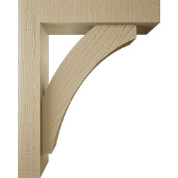 Ekena Millwork - BKTUR0352X16X20THR05RCPR - Timberthane Faux Wood Thorton Style Bracket w/ Offset Brace, Block Ends, 3 1/2"W x 16"D x 20"H, Primed Tan