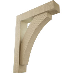Ekena Millwork - BKTUR0352X16X20THR05RCPR - Timberthane Faux Wood Thorton Style Bracket w/ Offset Brace, Block Ends, 3 1/2"W x 16"D x 20"H, Primed Tan