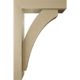 Ekena Millwork - BKTUR0352X16X24THR05RCPR - Timberthane Faux Wood Thorton Style Bracket w/ Offset Brace, Block Ends, 3 1/2"W x 16"D x 24"H, Primed Tan