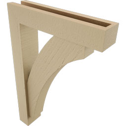Ekena Millwork - BKTUR0352X16X24THR05RCPR - Timberthane Faux Wood Thorton Style Bracket w/ Offset Brace, Block Ends, 3 1/2"W x 16"D x 24"H, Primed Tan