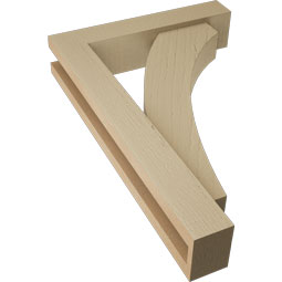 Ekena Millwork - BKTUR0352X16X24THR05RCPR - Timberthane Faux Wood Thorton Style Bracket w/ Offset Brace, Block Ends, 3 1/2"W x 16"D x 24"H, Primed Tan