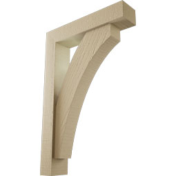 Ekena Millwork - BKTUR0352X16X24THR05RCPR - Timberthane Faux Wood Thorton Style Bracket w/ Offset Brace, Block Ends, 3 1/2"W x 16"D x 24"H, Primed Tan