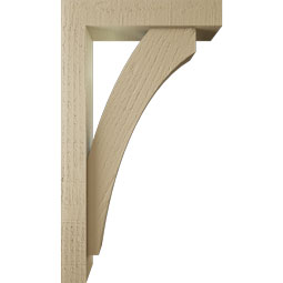 Ekena Millwork - BKTUR0352X16X28THR05RCPR - Timberthane Faux Wood Thorton Style Bracket w/ Offset Brace, Block Ends, 3 1/2"W x 16"D x 28"H, Primed Tan