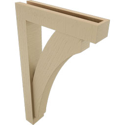 Ekena Millwork - BKTUR0352X16X28THR05RCPR - Timberthane Faux Wood Thorton Style Bracket w/ Offset Brace, Block Ends, 3 1/2"W x 16"D x 28"H, Primed Tan