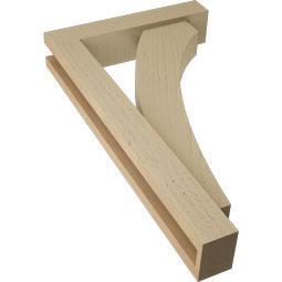 Ekena Millwork - BKTUR0352X16X28THR05RCPR - Timberthane Faux Wood Thorton Style Bracket w/ Offset Brace, Block Ends, 3 1/2"W x 16"D x 28"H, Primed Tan