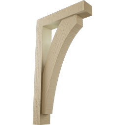Ekena Millwork - BKTUR0352X16X28THR05RCPR - Timberthane Faux Wood Thorton Style Bracket w/ Offset Brace, Block Ends, 3 1/2"W x 16"D x 28"H, Primed Tan