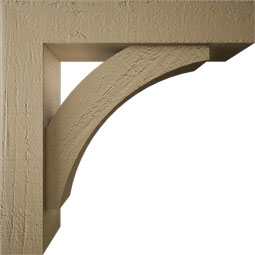 Ekena Millwork - BKTUROTHR44 - Timberthane Rough Cedar Faux Wood Thorton Block Bracket w/ Offset Brace