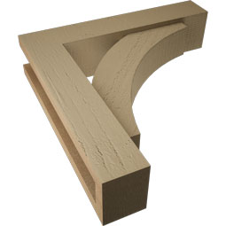 Ekena Millwork - BKTUROTHR44 - Timberthane Rough Cedar Faux Wood Thorton Block Bracket w/ Offset Brace