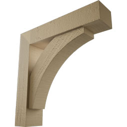 Ekena Millwork - BKTUROTHR44 - Timberthane Rough Cedar Faux Wood Thorton Block Bracket w/ Offset Brace