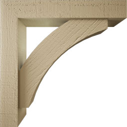 Ekena Millwork - BKTUR0352X18X18THR05RCPR - Timberthane Faux Wood Thorton Style Bracket w/ Offset Brace, Block Ends, 3 1/2"W x 18"D x 18"H, Primed Tan