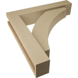 Ekena Millwork - BKTUR0352X18X18THR05RCPR - Timberthane Faux Wood Thorton Style Bracket w/ Offset Brace, Block Ends, 3 1/2"W x 18"D x 18"H, Primed Tan