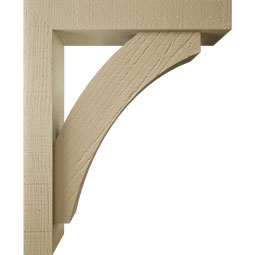 Ekena Millwork - BKTUR0352X18X22THR05RCPR - Timberthane Faux Wood Thorton Style Bracket w/ Offset Brace, Block Ends, 3 1/2"W x 18"D x 22"H, Primed Tan