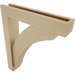 Ekena Millwork - BKTUR0352X18X22THR05RCPR - Timberthane Faux Wood Thorton Style Bracket w/ Offset Brace, Block Ends, 3 1/2"W x 18"D x 22"H, Primed Tan