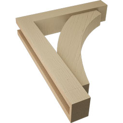 Ekena Millwork - BKTUR0352X18X22THR05RCPR - Timberthane Faux Wood Thorton Style Bracket w/ Offset Brace, Block Ends, 3 1/2"W x 18"D x 22"H, Primed Tan