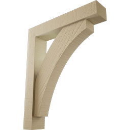 Ekena Millwork - BKTUR0352X18X22THR05RCPR - Timberthane Faux Wood Thorton Style Bracket w/ Offset Brace, Block Ends, 3 1/2"W x 18"D x 22"H, Primed Tan