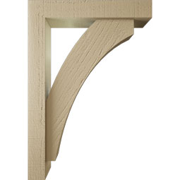 Ekena Millwork - BKTUR0352X18X26THR05RCPR - Timberthane Faux Wood Thorton Style Bracket w/ Offset Brace, Block Ends, 3 1/2"W x 18"D x 26"H, Primed Tan
