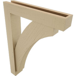 Ekena Millwork - BKTUR0352X18X26THR05RCPR - Timberthane Faux Wood Thorton Style Bracket w/ Offset Brace, Block Ends, 3 1/2"W x 18"D x 26"H, Primed Tan