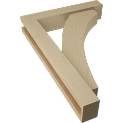 Ekena Millwork - BKTUR0352X18X26THR05RCPR - Timberthane Faux Wood Thorton Style Bracket w/ Offset Brace, Block Ends, 3 1/2"W x 18"D x 26"H, Primed Tan