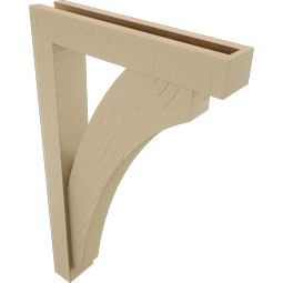 Ekena Millwork - BKTUR0352X18X30THR05RCPR - Timberthane Faux Wood Thorton Style Bracket w/ Offset Brace, Block Ends, 3 1/2"W x 18"D x 30"H, Primed Tan