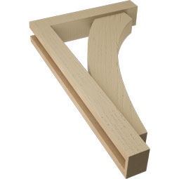 Ekena Millwork - BKTUR0352X18X30THR05RCPR - Timberthane Faux Wood Thorton Style Bracket w/ Offset Brace, Block Ends, 3 1/2"W x 18"D x 30"H, Primed Tan