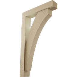 Ekena Millwork - BKTUR0352X18X30THR05RCPR - Timberthane Faux Wood Thorton Style Bracket w/ Offset Brace, Block Ends, 3 1/2"W x 18"D x 30"H, Primed Tan