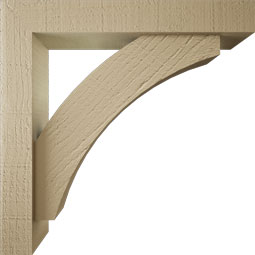 Ekena Millwork - BKTUR0352X20X20THR05RCPR - Timberthane Faux Wood Thorton Style Bracket w/ Offset Brace, Block Ends, 3 1/2"W x 20"D x 20"H, Primed Tan
