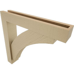 Ekena Millwork - BKTUR0352X20X20THR05RCPR - Timberthane Faux Wood Thorton Style Bracket w/ Offset Brace, Block Ends, 3 1/2"W x 20"D x 20"H, Primed Tan