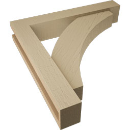 Ekena Millwork - BKTUR0352X20X20THR05RCPR - Timberthane Faux Wood Thorton Style Bracket w/ Offset Brace, Block Ends, 3 1/2"W x 20"D x 20"H, Primed Tan