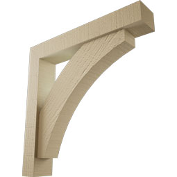 Ekena Millwork - BKTUR0352X20X20THR05RCPR - Timberthane Faux Wood Thorton Style Bracket w/ Offset Brace, Block Ends, 3 1/2"W x 20"D x 20"H, Primed Tan