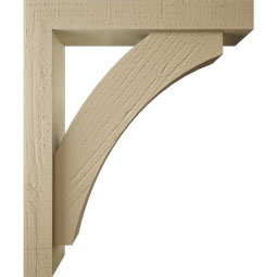Ekena Millwork - BKTUR0352X20X24THR05RCPR - Timberthane Faux Wood Thorton Style Bracket w/ Offset Brace, Block Ends, 3 1/2"W x 20"D x 24"H, Primed Tan