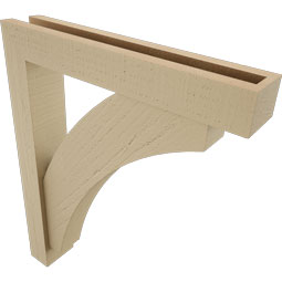Ekena Millwork - BKTUR0352X20X24THR05RCPR - Timberthane Faux Wood Thorton Style Bracket w/ Offset Brace, Block Ends, 3 1/2"W x 20"D x 24"H, Primed Tan