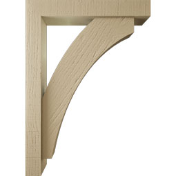 Ekena Millwork - BKTUR0352X20X28THR05RCPR - Timberthane Faux Wood Thorton Style Bracket w/ Offset Brace, Block Ends, 3 1/2"W x 20"D x 28"H, Primed Tan