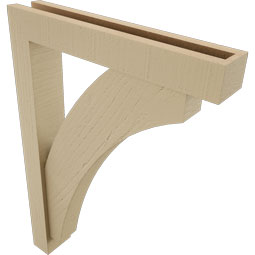 Ekena Millwork - BKTUR0352X20X28THR05RCPR - Timberthane Faux Wood Thorton Style Bracket w/ Offset Brace, Block Ends, 3 1/2"W x 20"D x 28"H, Primed Tan