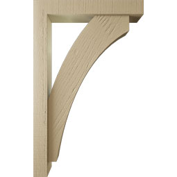 Ekena Millwork - BKTUR0352X20X32THR05RCPR - Timberthane Faux Wood Thorton Style Bracket w/ Offset Brace, Block Ends, 3 1/2"W x 20"D x 32"H, Primed Tan