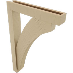 Ekena Millwork - BKTUR0352X20X32THR05RCPR - Timberthane Faux Wood Thorton Style Bracket w/ Offset Brace, Block Ends, 3 1/2"W x 20"D x 32"H, Primed Tan
