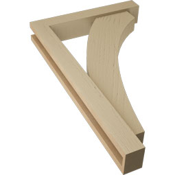 Ekena Millwork - BKTUR0352X20X32THR05RCPR - Timberthane Faux Wood Thorton Style Bracket w/ Offset Brace, Block Ends, 3 1/2"W x 20"D x 32"H, Primed Tan