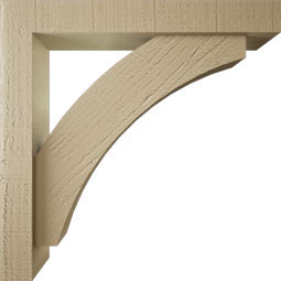 Ekena Millwork - BKTUR0352X22X22THR05RCPR - Timberthane Faux Wood Thorton Style Bracket w/ Offset Brace, Block Ends, 3 1/2"W x 22"D x 22"H, Primed Tan