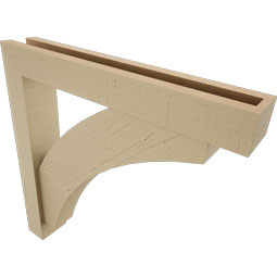 Ekena Millwork - BKTUR0352X22X22THR05RCPR - Timberthane Faux Wood Thorton Style Bracket w/ Offset Brace, Block Ends, 3 1/2"W x 22"D x 22"H, Primed Tan