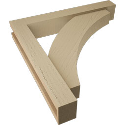 Ekena Millwork - BKTUR0352X22X22THR05RCPR - Timberthane Faux Wood Thorton Style Bracket w/ Offset Brace, Block Ends, 3 1/2"W x 22"D x 22"H, Primed Tan