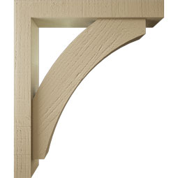 Ekena Millwork - BKTUR0352X22X26THR05RCPR - Timberthane Faux Wood Thorton Style Bracket w/ Offset Brace, Block Ends, 3 1/2"W x 22"D x 26"H, Primed Tan