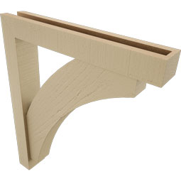 Ekena Millwork - BKTUR0352X22X26THR05RCPR - Timberthane Faux Wood Thorton Style Bracket w/ Offset Brace, Block Ends, 3 1/2"W x 22"D x 26"H, Primed Tan