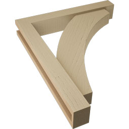 Ekena Millwork - BKTUR0352X22X26THR05RCPR - Timberthane Faux Wood Thorton Style Bracket w/ Offset Brace, Block Ends, 3 1/2"W x 22"D x 26"H, Primed Tan