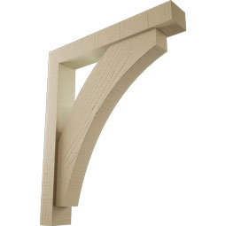 Ekena Millwork - BKTUR0352X22X26THR05RCPR - Timberthane Faux Wood Thorton Style Bracket w/ Offset Brace, Block Ends, 3 1/2"W x 22"D x 26"H, Primed Tan
