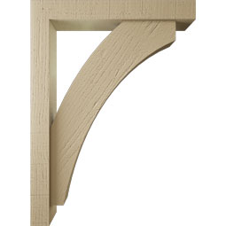 Ekena Millwork - BKTUR0352X22X30THR05RCPR - Timberthane Faux Wood Thorton Style Bracket w/ Offset Brace, Block Ends, 3 1/2"W x 22"D x 30"H, Primed Tan