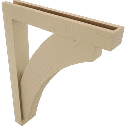 Ekena Millwork - BKTUR0352X22X30THR05RCPR - Timberthane Faux Wood Thorton Style Bracket w/ Offset Brace, Block Ends, 3 1/2"W x 22"D x 30"H, Primed Tan